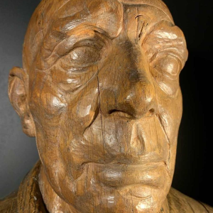 FRANS CLAESSENS ' Buste de Pablo Picasso ' Sculpture de taille rÃ©elle, bois sculptÃ© 1930s