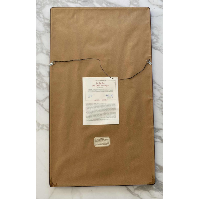 Kazuro Tozuka "Le Jardin des Oies Sauvages" peinture sur soie, Japon XXe s