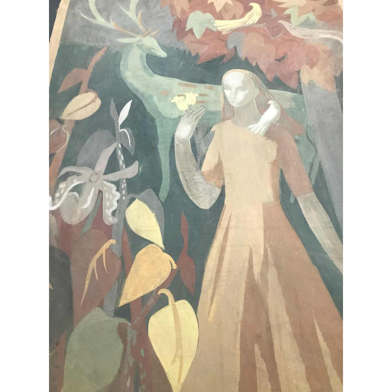 Grote aquarel van Lussie Mercier