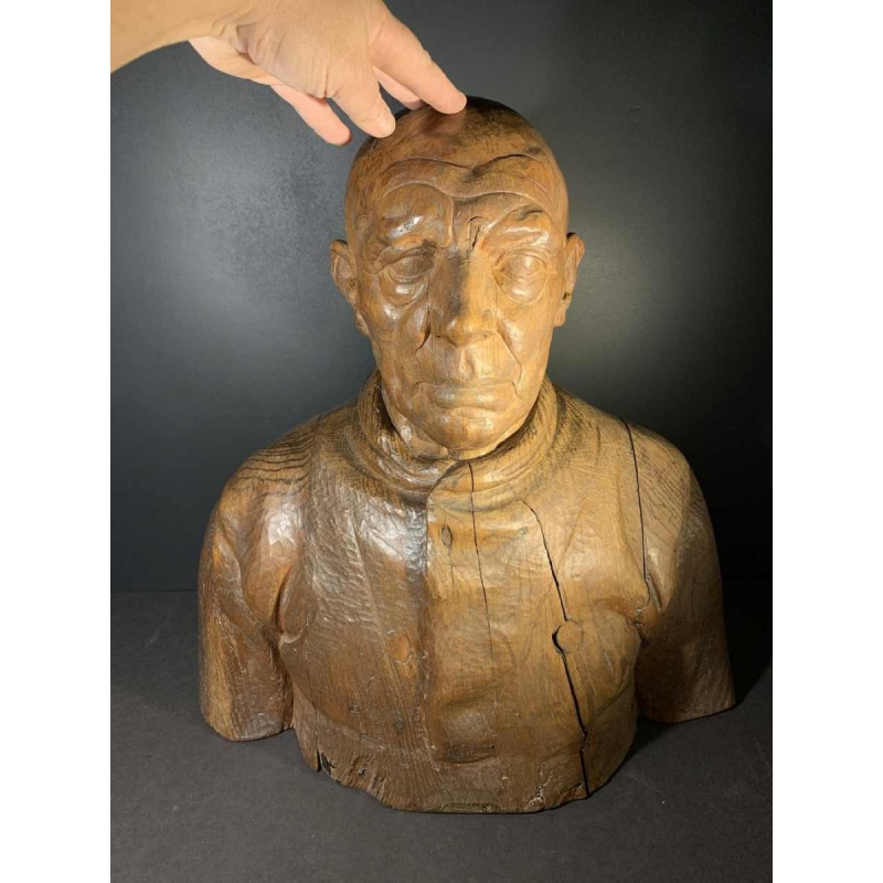 FRANS CLAESSENS 'Bust of Pablo Picasso' Life-size sculpture, carved wood 1930s