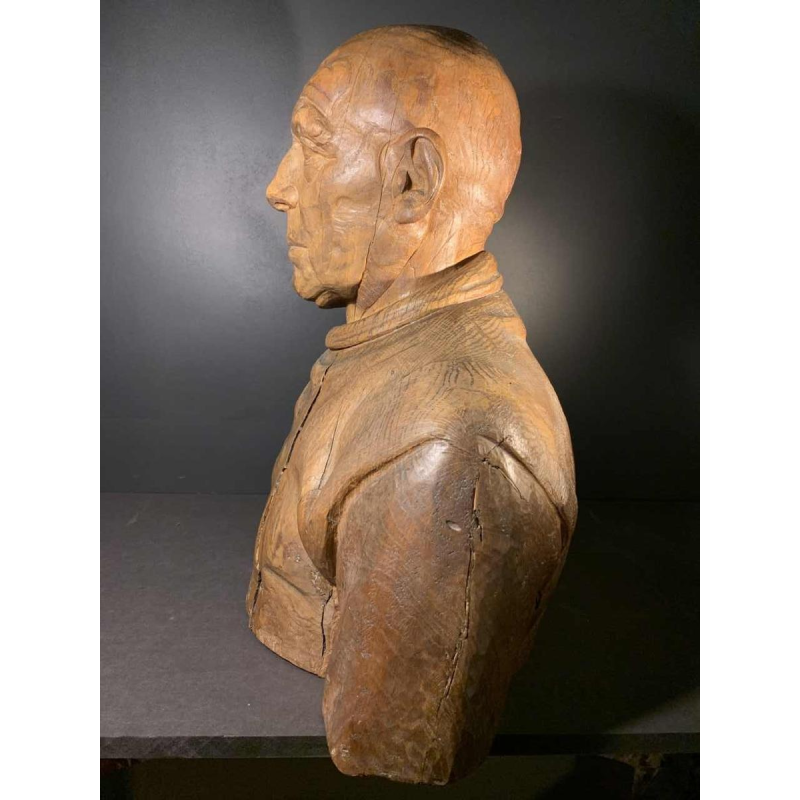 FRANS CLAESSENS 'Bust of Pablo Picasso' Life-size sculpture, carved wood 1930s