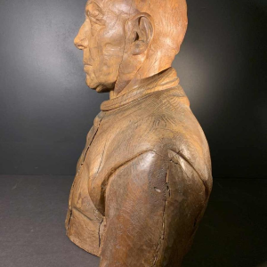 FRANS CLAESSENS 'Buste van Pablo Picasso' Levensgrote sculptuur, gesneden hout 1930s