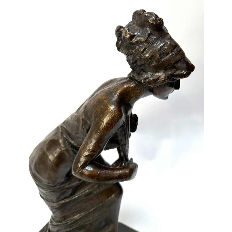 Pierre Henri Van Perck "Elégante à lEventail" sculpture en Bronze, 1911
