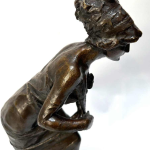 Pierre Henri Van Perck "Elégante à l'Eventail" bronze sculpture, 1911