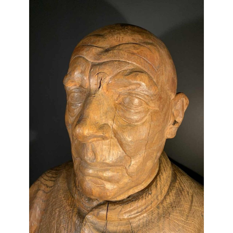 FRANS CLAESSENS 'Bust of Pablo Picasso' Life-size sculpture, carved wood 1930s
