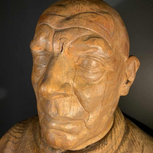 FRANS CLAESSENS ' Buste de Pablo Picasso ' Sculpture de taille rÃ©elle, bois sculptÃ© 1930s