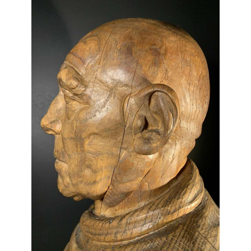 FRANS CLAESSENS 'Buste van Pablo Picasso' Levensgrote sculptuur, gesneden hout 1930s