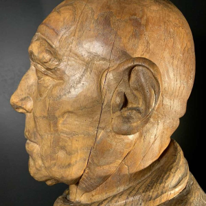 FRANS CLAESSENS ' Buste de Pablo Picasso ' Sculpture de taille rÃ©elle, bois sculptÃ© 1930s