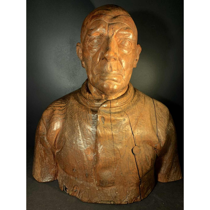 FRANS CLAESSENS ' Buste de Pablo Picasso ' Sculpture de taille rÃ©elle, bois sculptÃ© 1930s