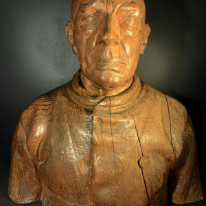 FRANS CLAESSENS ' Buste de Pablo Picasso ' Sculpture de taille rÃ©elle, bois sculptÃ© 1930s