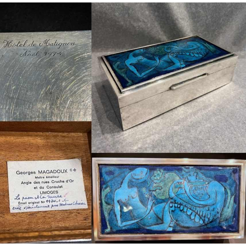 Georges MAGADOUX enamelled silver-plated metal case