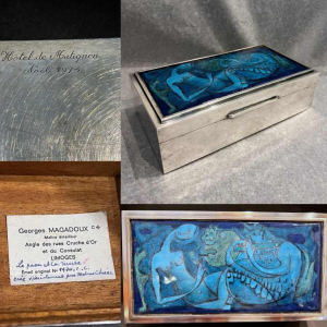 Georges MAGADOUX enamelled silver-plated metal case