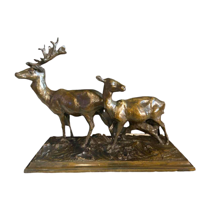 Sculpture en bronze, groupe animalier. Signé et daté : Edg. Joris 1911