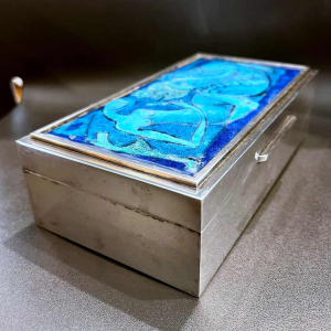 Georges MAGADOUX enamelled silver-plated metal case