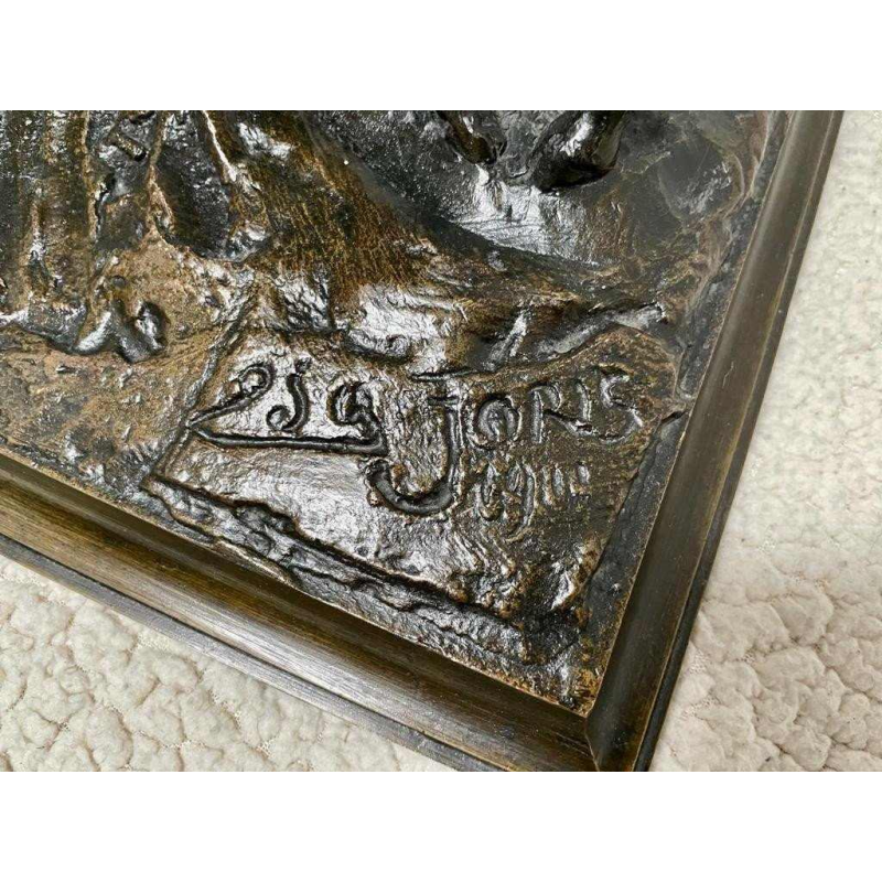 Sculpture en bronze, groupe animalier. Signé et daté : Edg. Joris 1911