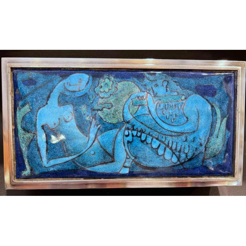 Georges MAGADOUX enamelled silver-plated metal case