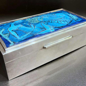Georges MAGADOUX coffret métal argenté émaillé