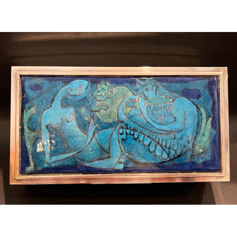 Georges MAGADOUX enamelled silver-plated metal case