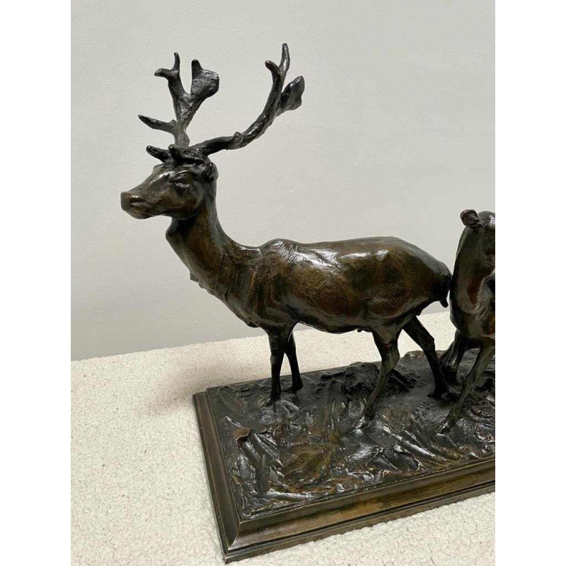 Sculpture en bronze, groupe animalier. Signé et daté : Edg. Joris 1911