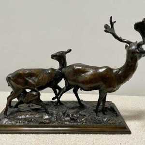 Bronze sculpture, animal group. Signed and dated: Edg. Joris 1911