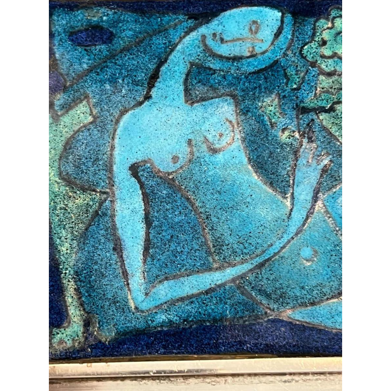 Georges MAGADOUX geëmailleerde verzilverde metalen kast