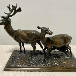 Sculpture en bronze, groupe animalier. Signé et daté : Edg. Joris 1911