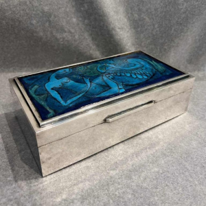 Georges MAGADOUX enamelled silver-plated metal case