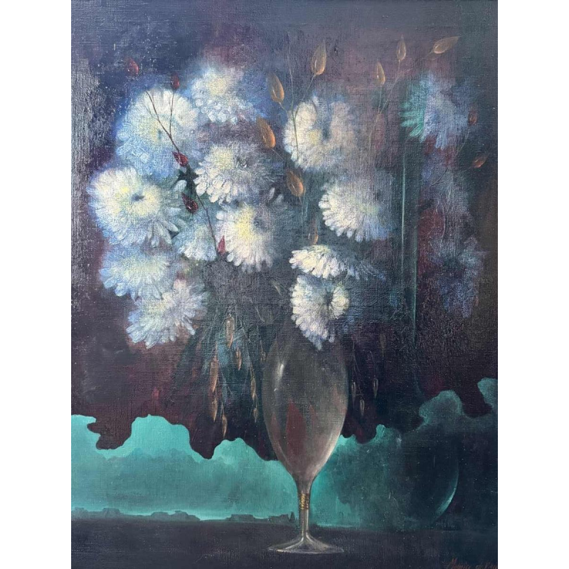 Maurice DE VRIES “Bouquet fantastique“ surrealist oil on canvas painting, 20th c