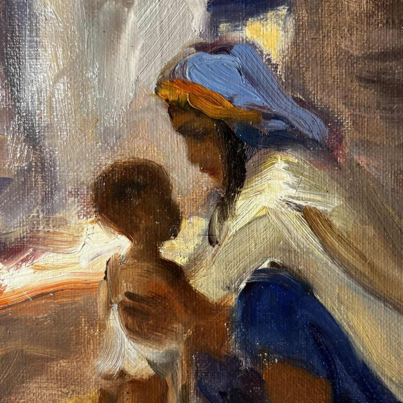 Charles Ernest Smets “Oase van Tinghir Marokko” oriëntalistisch impressionistisch schilderij, olieverf op doek, ca. 1940