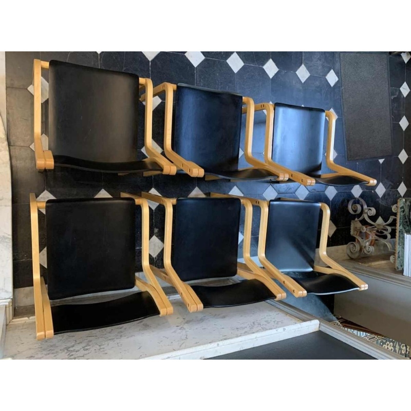 KARI ASIKAINEN, Korhonen Finland, Série 6 Chaises Scandinaves 1ère édition, 1970