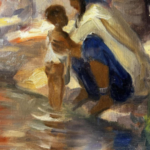 Charles Ernest Smets “Oase van Tinghir Marokko” oriëntalistisch impressionistisch schilderij, olieverf op doek, ca. 1940