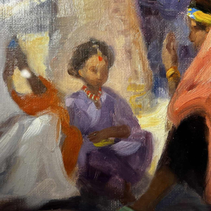 Charles Ernest Smets “Oase van Tinghir Marokko” oriëntalistisch impressionistisch schilderij, olieverf op doek, ca. 1940