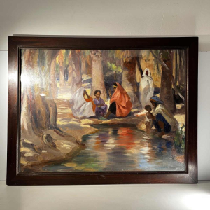 Charles Ernest Smets “Oasis of Tinghir Morocco“ orientalist impressionist painting, oil on canvas, ca 1940