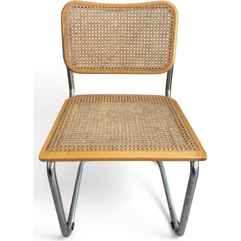 Marcel Breuer, chair model B32, chromed steel frame and wickerwork, ca 1970