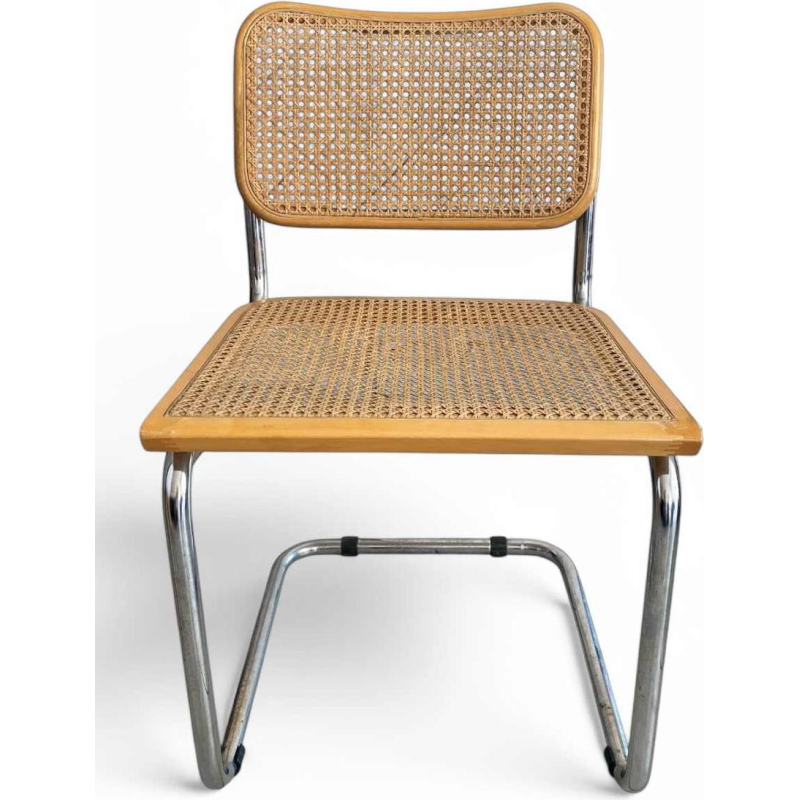 Marcel Breuer, chair model B32, chromed steel frame and wickerwork, ca 1970