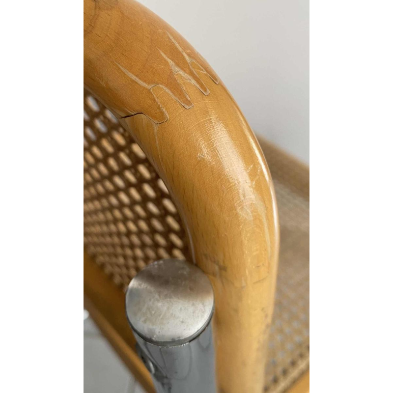 Marcel Breuer, chaise modèle B32, cannage et structure acier chromé, ca 1970