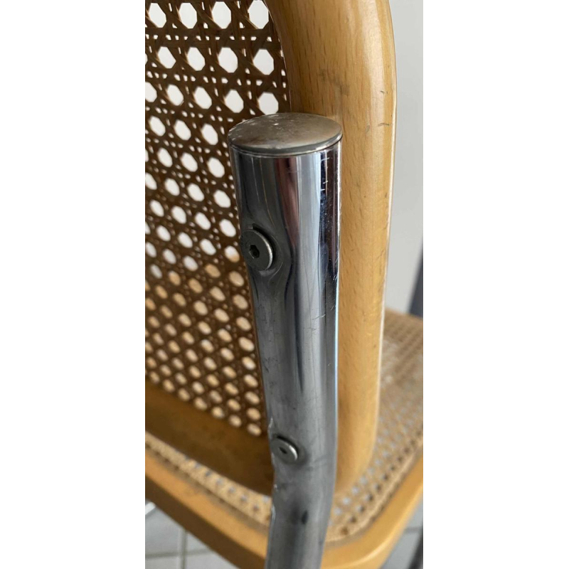 Marcel Breuer, chaise modèle B32, cannage et structure acier chromé, ca 1970