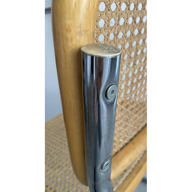 Marcel Breuer, chair model B32, chromed steel frame and wickerwork, ca 1970