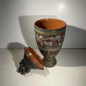 Louis Waem for Maîtrise de Nimy, polychrome ceramic covered vase, 1940s