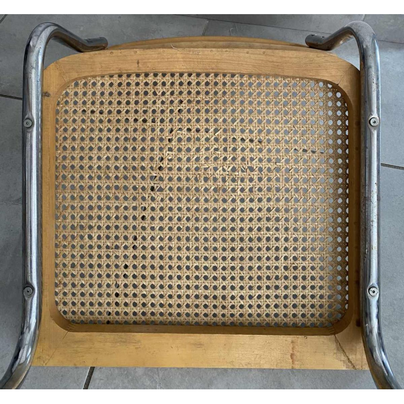 Marcel Breuer, chaise modèle B32, cannage et structure acier chromé, ca 1970