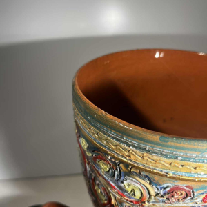 Louis Waem for Maîtrise de Nimy, polychrome ceramic covered vase, 1940s