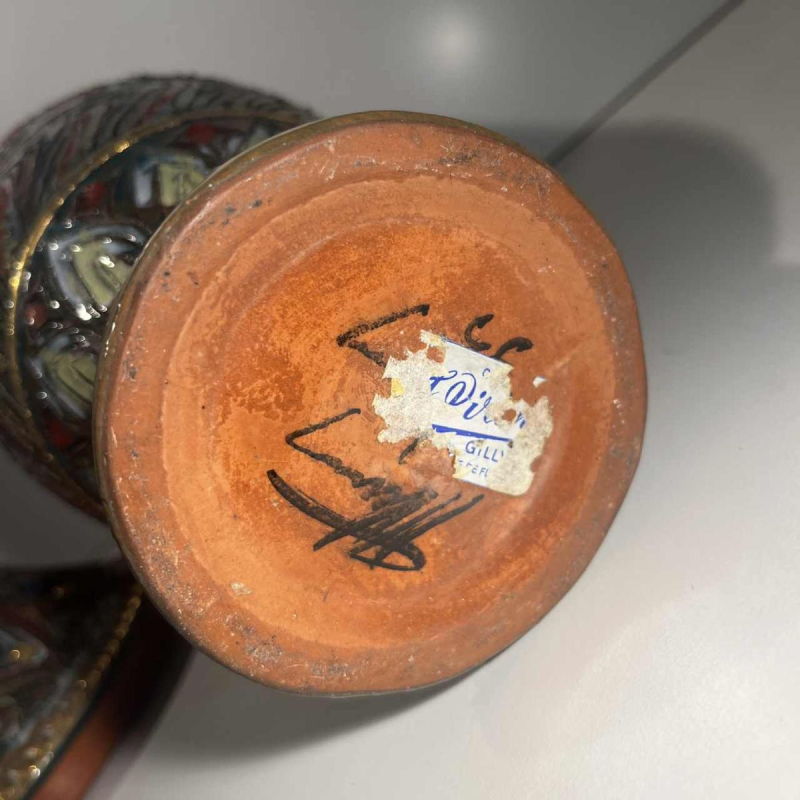 Louis Waem for Maîtrise de Nimy, polychrome ceramic covered vase, 1940s