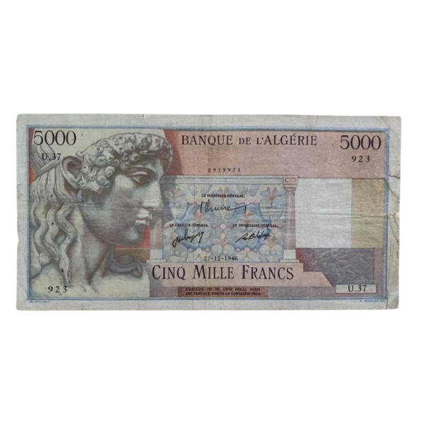 Algerie, billet de 5000 francs, 1946
