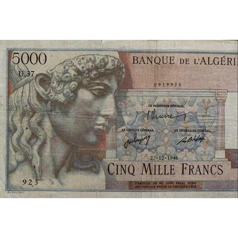 Algeria, 5000 franc note, 1946