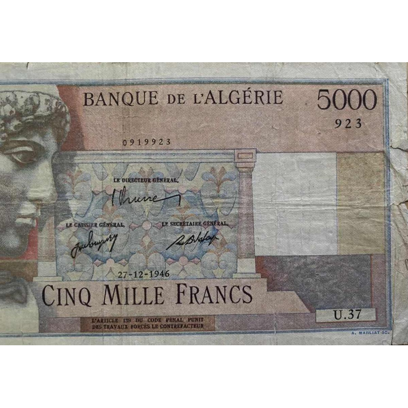Algerie, billet de 5000 francs, 1946
