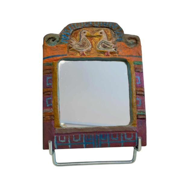 Les Argonautes / Vallauris, ceramic mirror with doves, 20th c