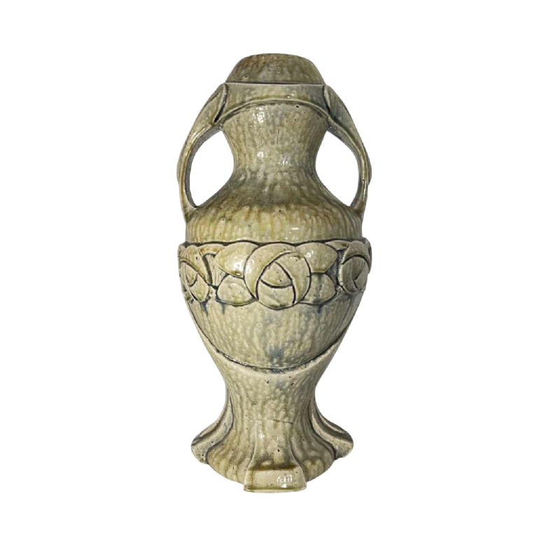 HELMAN (attributed to) outdoor vase / sculpture, Art Nouveau glazed stoneware, ca 1900