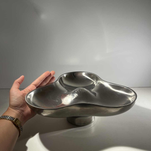 Karim Rashid for Georg Jensen, tripartite dish, stainless steel, Denmark 1970s