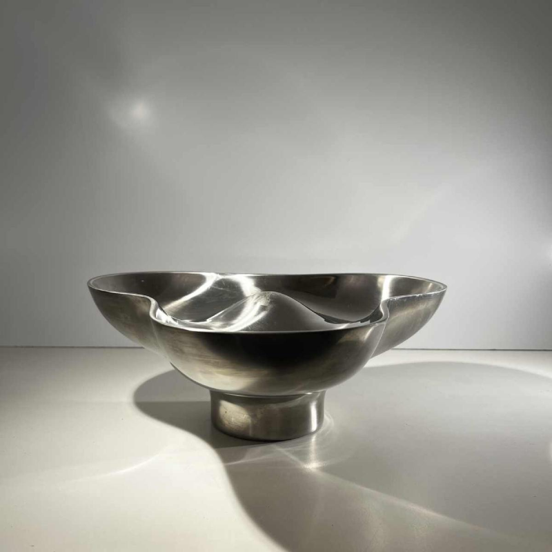 Karim Rashid pour Georg Jensen, plat tripartite, acier inoxydable, Danemark 1970s