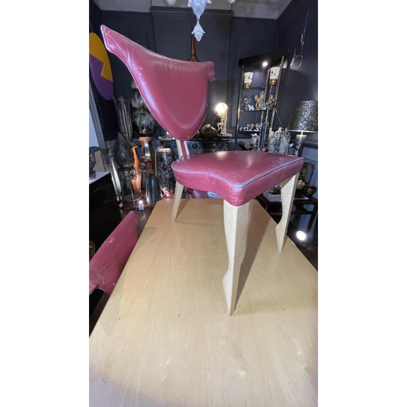 DICK EVERS voor LEOLUX, Memphis Set Tafel 'Xingu' & 4 Stoelen 'Giselle', 1993